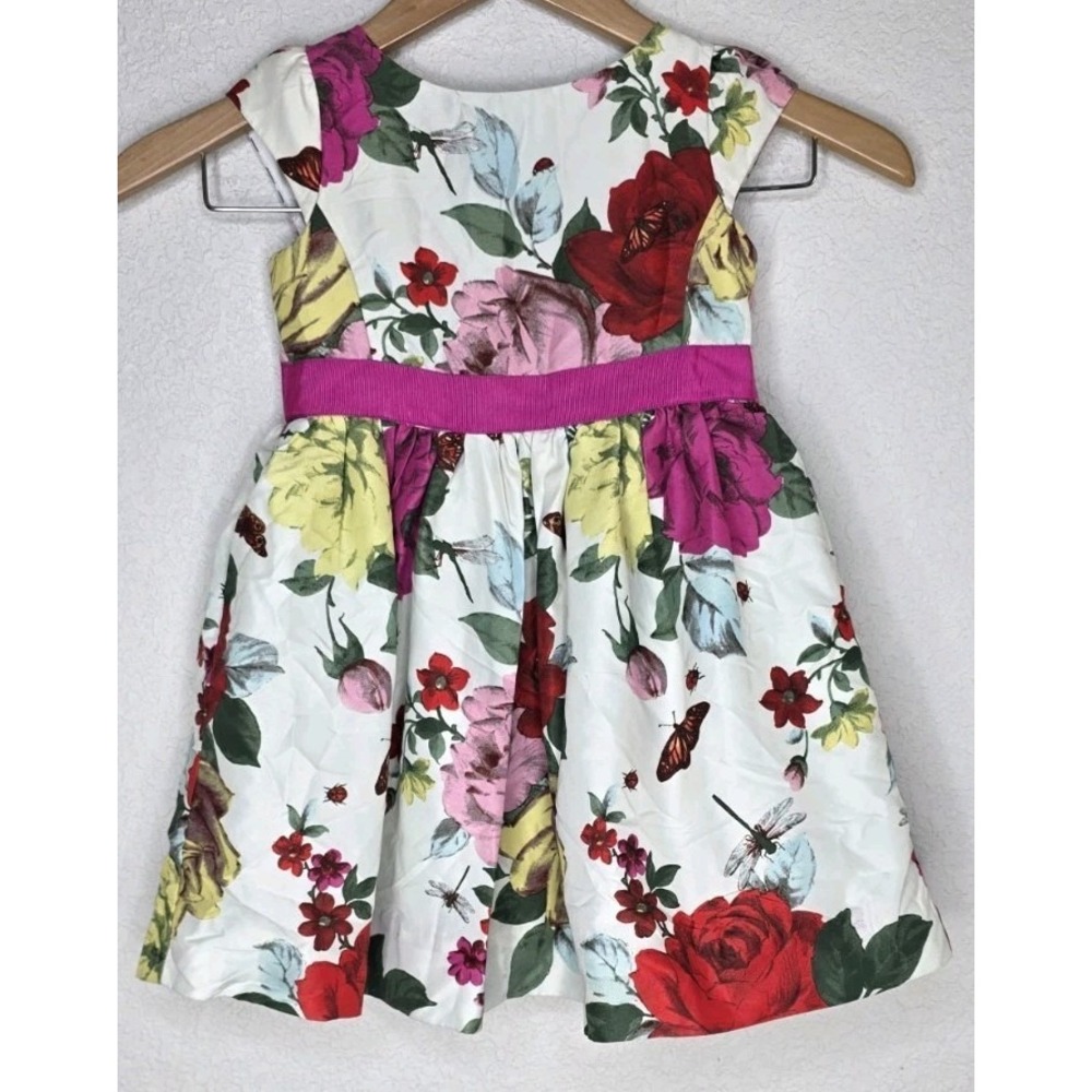 Girls Ted Baker Pink Rose Butterfly Floral Dress 4Y Formal Dressy